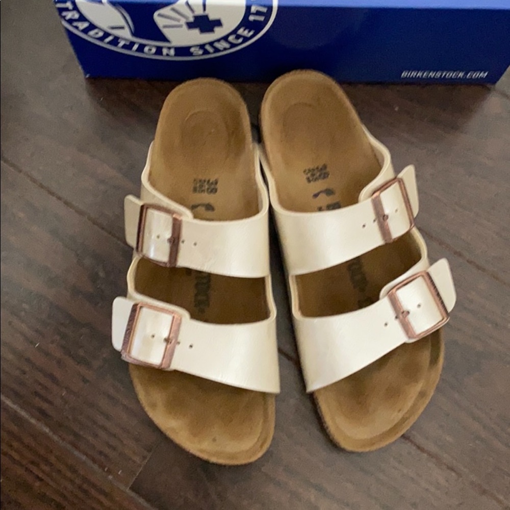 White pearl Birkenstock. Worn once